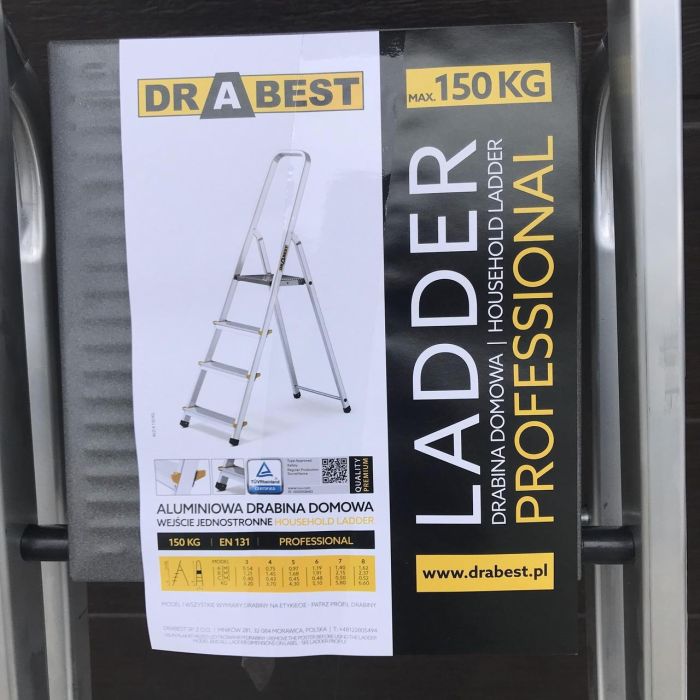Односторонняя алюминиевая лестница Drabest PRO 5-ступенчатая 150 кг