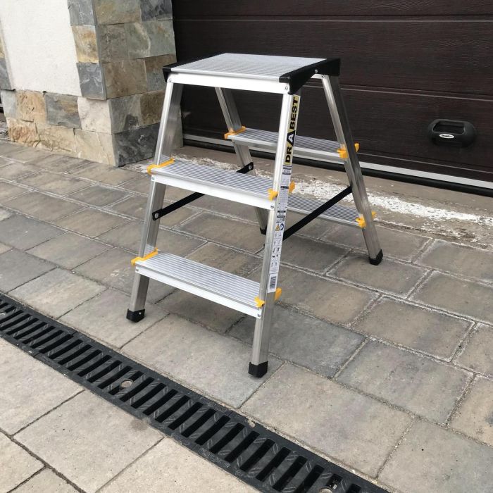 Двухсторонняя алюминиевая лестница Drabest PRO 2х3 150 кг