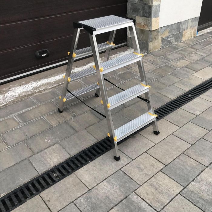 Двухсторонняя алюминиевая стремянка Drabest PRO 2х4 150 кг