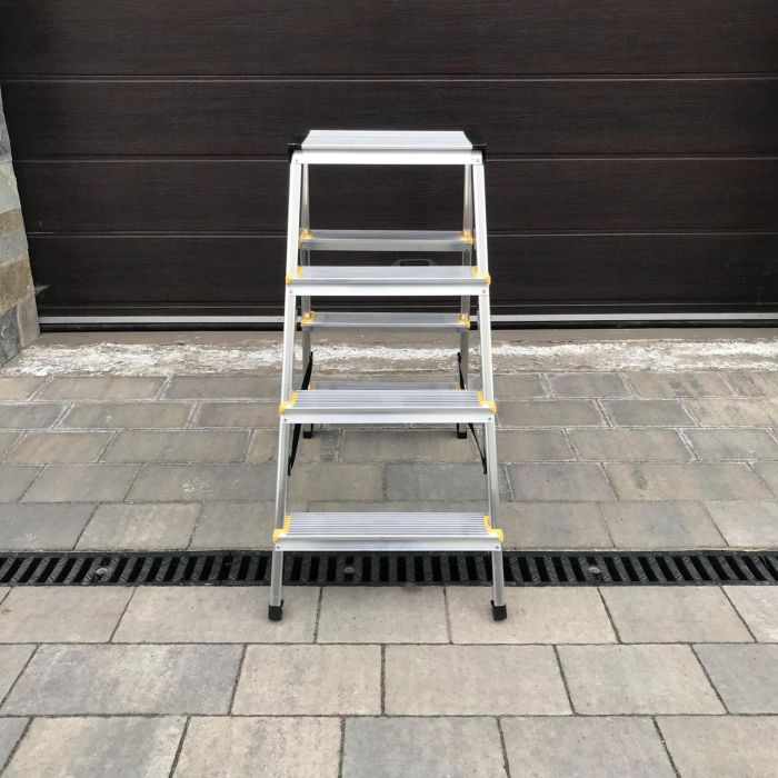 Двухсторонняя алюминиевая лестница Drabest PRO 2х4 150 кг