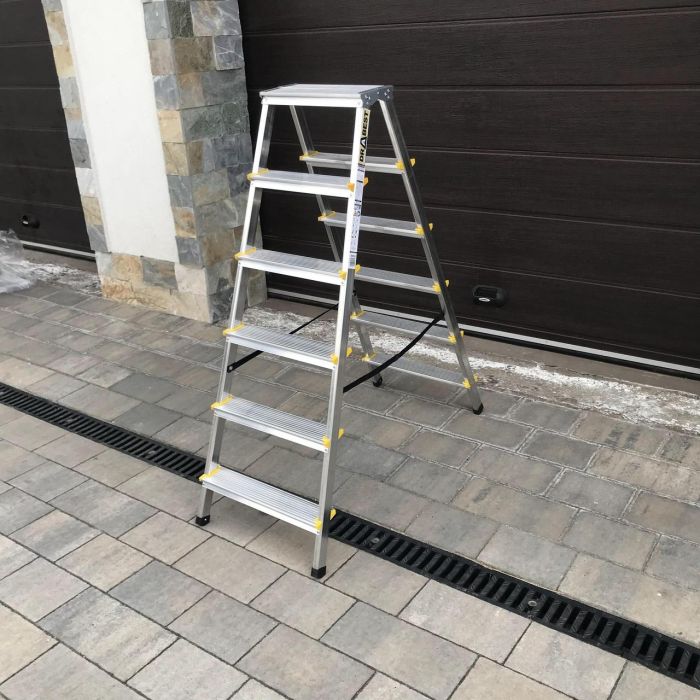 Двухсторонняя алюминиевая стремянка Drabest PRO 2х6 150 кг