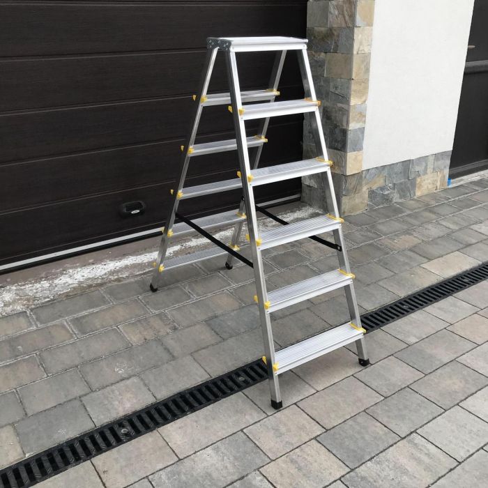 Двухсторонняя алюминиевая стремянка Drabest PRO 2х6 150 кг