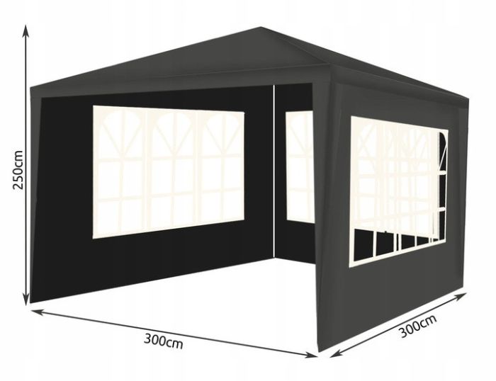 Садовый павильон Malatec 3х3 м 3 стенки Серый