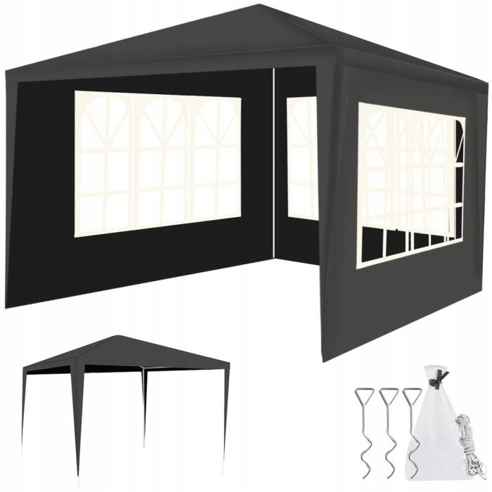 Садовый павильон Malatec 3х3 м 3 стенки Серый