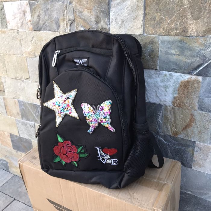 Рюкзак школьный детский с пеналом Wings PATCHES Черный