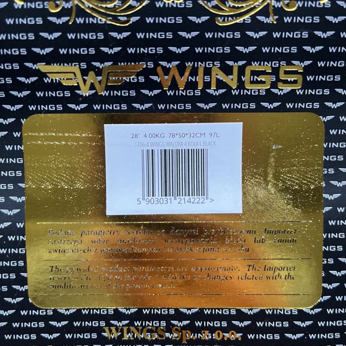 Валіза тканинна велика Wings 1706 L Чорний