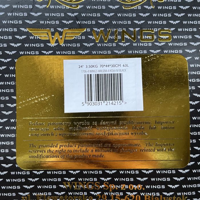 Валіза тканинна середня Wings 1706 M Чорний