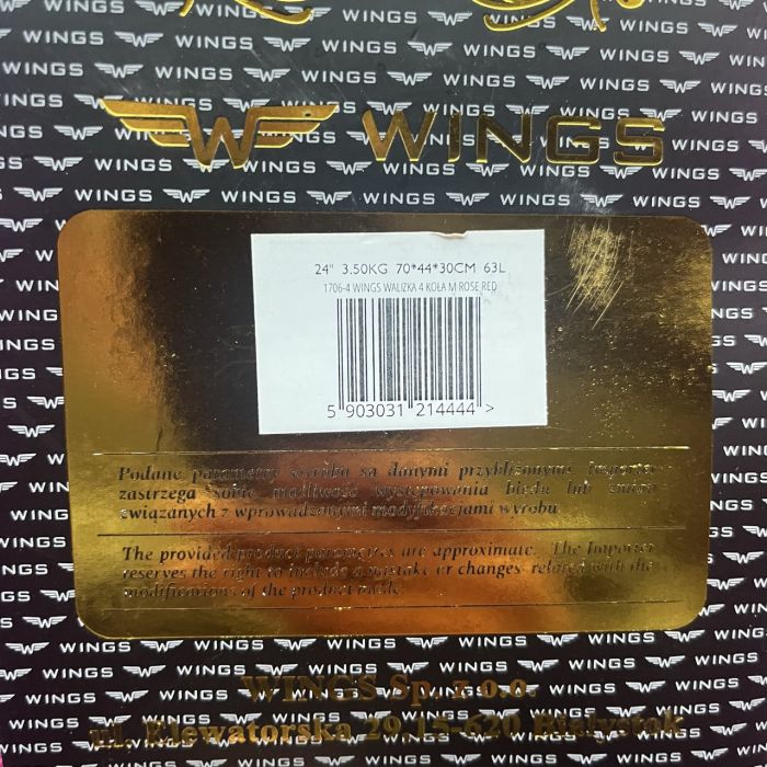 Валіза тканинна середня Wings 1706 M Рожевий