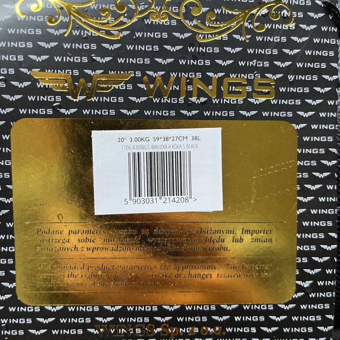 Валіза тканинна мала Wings 1706 S Чорний