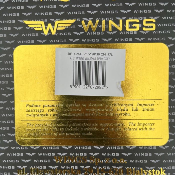 Валіза дорожня велика Wings AT01 L Графітовий