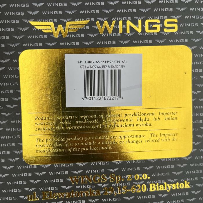Валіза дорожня середня Wings AT01 M Графітовий