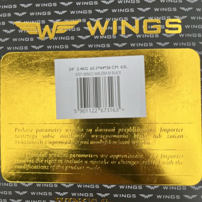 Валіза дорожня середня Wings AT01 M Чорний