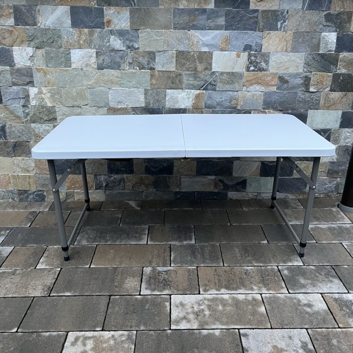Садовый стол раскладной HTF122B (с регулируемой высотой) 122х60 см Светло-серый