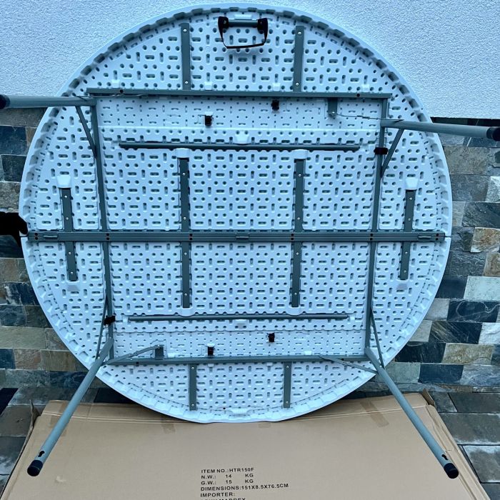 Садовий стіл розкладний HTR150F 150х150х74 см Світло-сірий