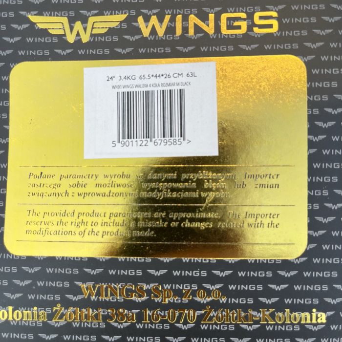 Валіза дорожня середня Wings WN01 M Чорний