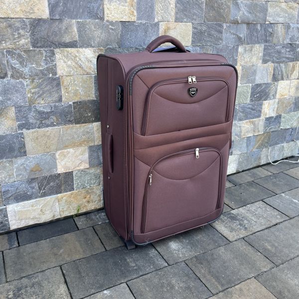 Валіза тканинна велика на 2 колесах Wings 6802 L Коричневий