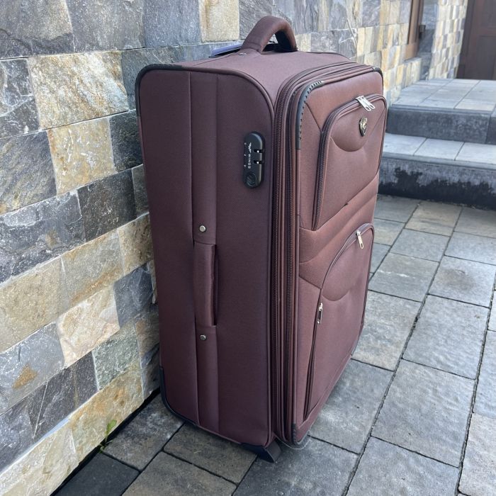 Валіза тканинна велика на 2 колесах Wings 6802 L Коричневий