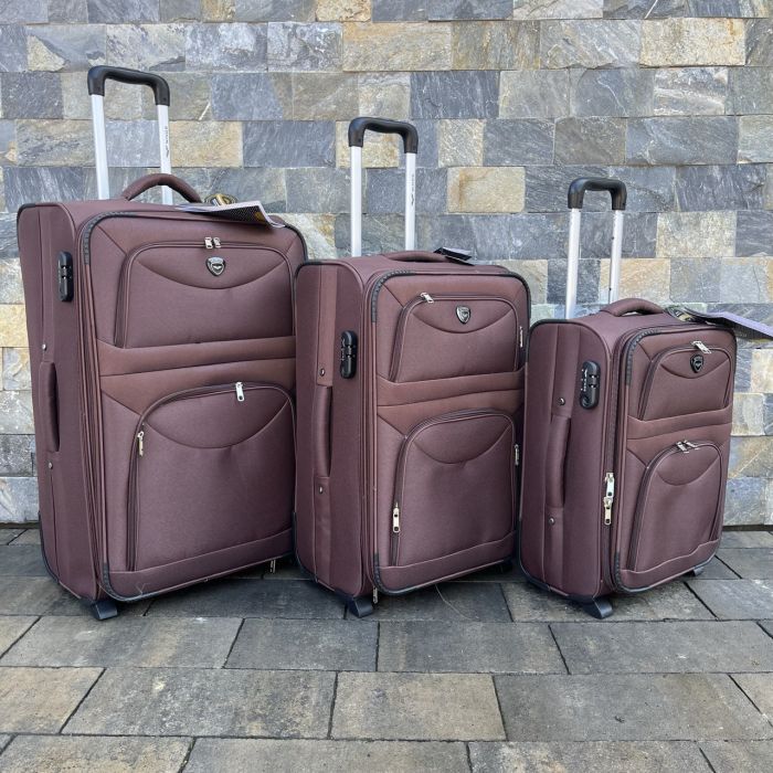 Валіза тканинна мала на 2 колесах Wings 6802 S Коричневий