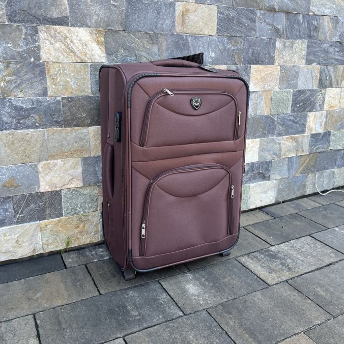 Валіза тканинна середня на 2 колесах Wings 6802 M Коричневий