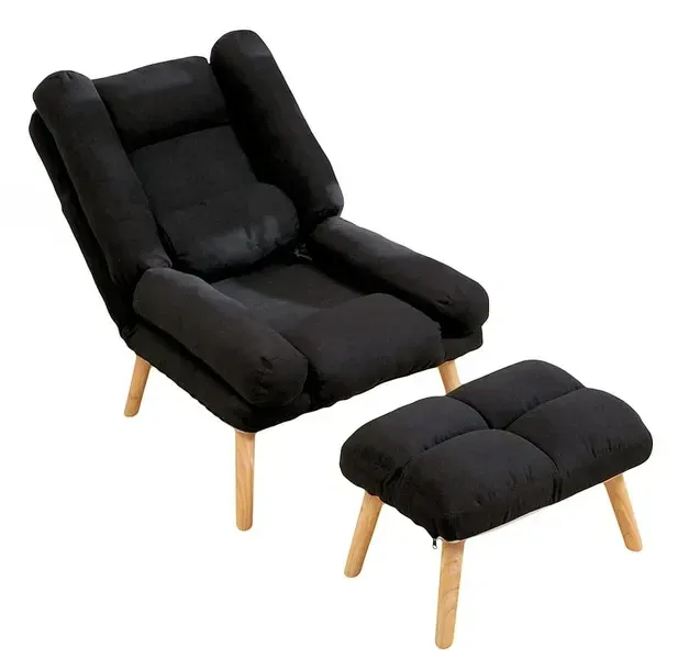 Раскладное кресло отдыха Uszak DIOR с подставкой для ног | Черный