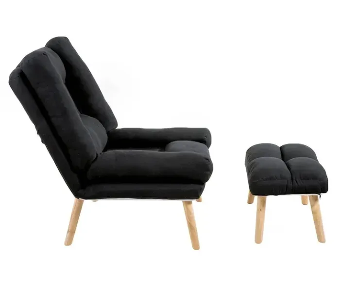 Раскладное кресло отдыха Uszak DIOR с подставкой для ног | Черный