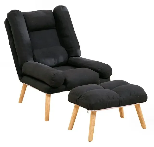 Раскладное кресло отдыха Uszak DIOR с подставкой для ног | Черный