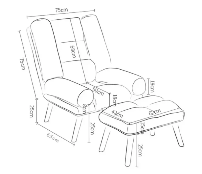 Раскладное кресло отдыха Uszak DIOR с подставкой для ног | Черный