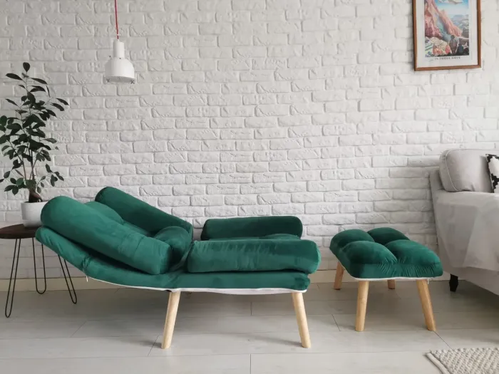 Раскладное кресло отдыха Uszak DIOR с подставкой для ног | Зеленый