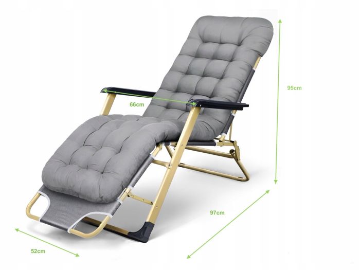 Садовый шезлонг тканевый + матрас IdealGarden Серый