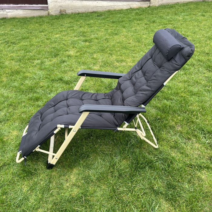 Садовый шезлонг тканевый + матрас IdealGarden Черный