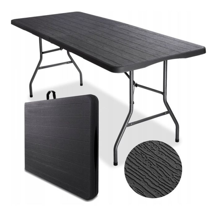 Садовий стіл розкладний Ecarla SC02CZ | 180х70х74 см Чорний