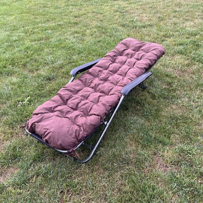 Садовый шезлонг тканевый с матрасом RahheGarden Linosa Черный + Коричневый