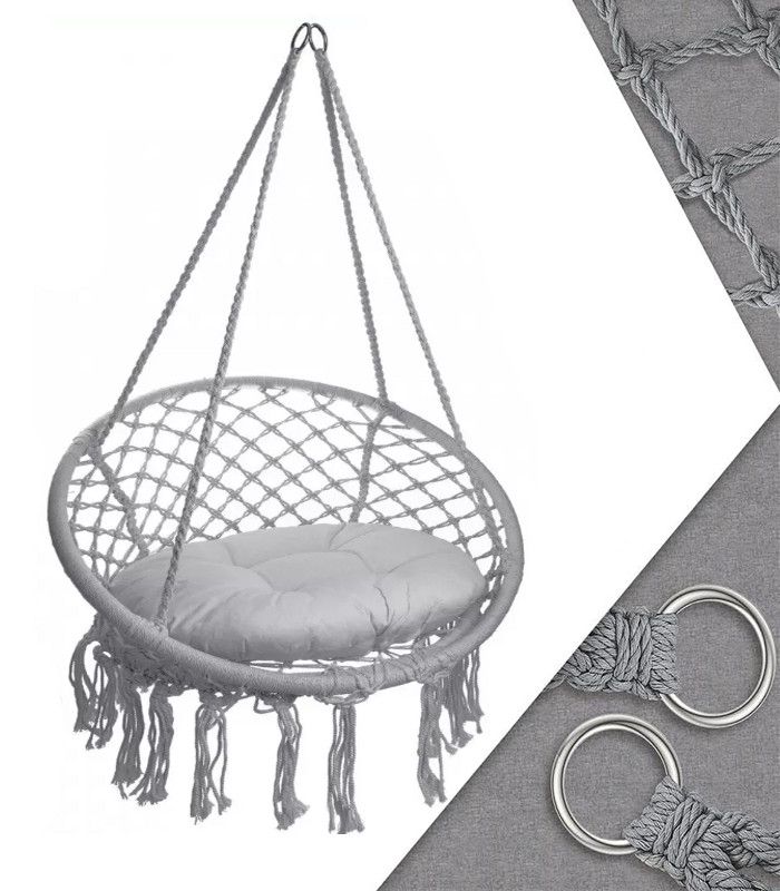 Підвісне крісло-гойдалка з подушкою Ecarla KR33SZ Сірий