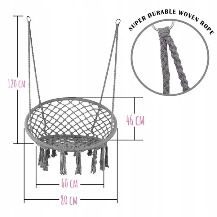 Подвесное кресло-качалка с подушкой GRAZIA MAS-RHC-002 Светло-серый
