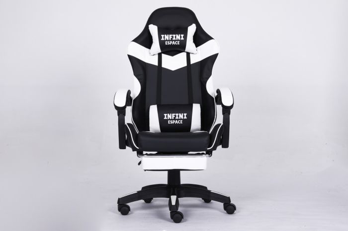 Комп‘ютерне крісло з підставкою для ніг INFINI ESPACE Чорно-білий