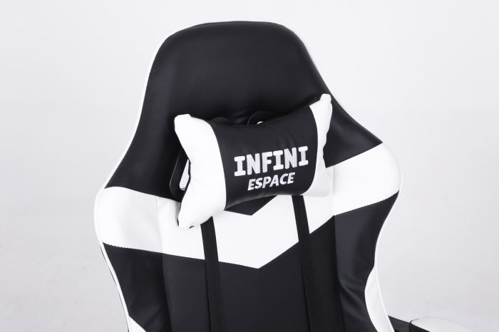 Комп‘ютерне крісло з підставкою для ніг INFINI ESPACE Чорно-білий