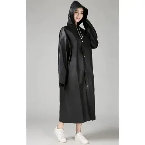 Водонепроникний плащ на застібках з капюшоном Trizand 21840 Чорний