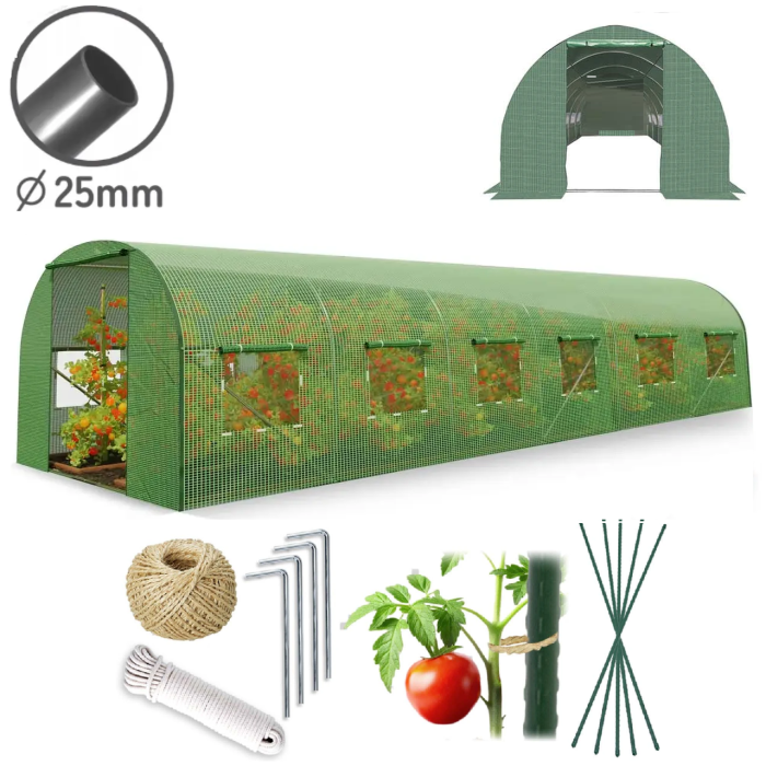 Теплица PLONOS 4918-B (профиль 25 мм, 1 вход) 6х3х2 м 18 м² Зеленый