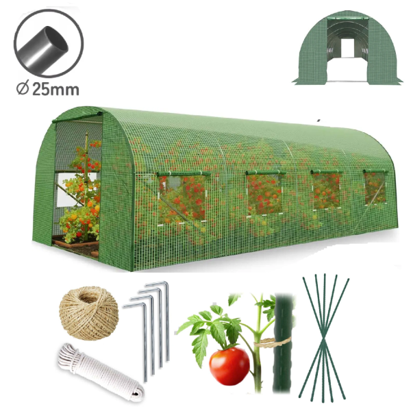 Теплица PLONOS 4973-B (профиль 25 мм, 2 входа) 4х2,5х2 м 10 м² Зеленый