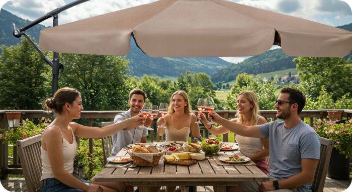 Парасоля садова з нахилом PLONOS PL-880 Бежевий