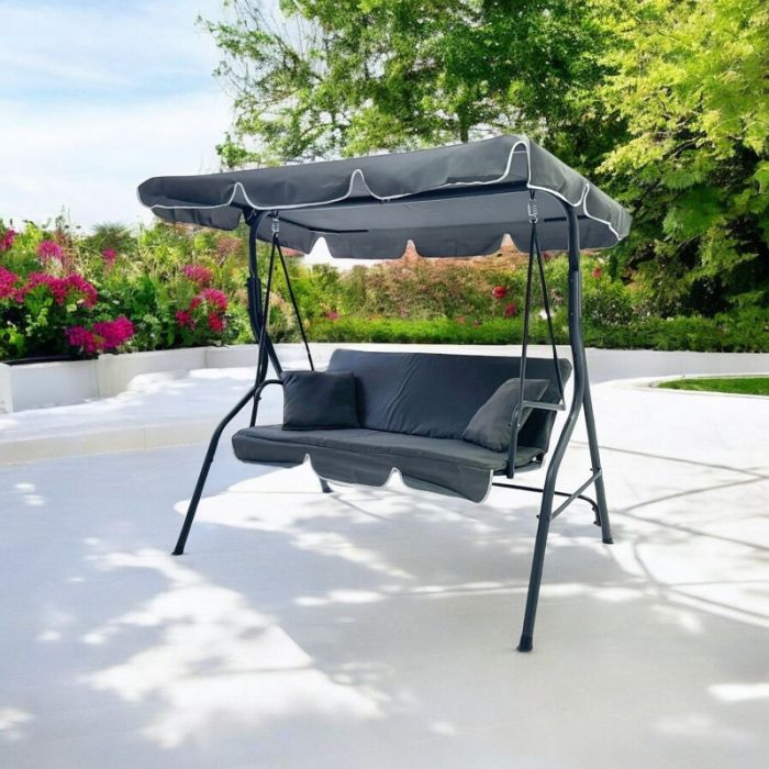 Садова гойдалка Ecarla H001 3-х місна Графітовий