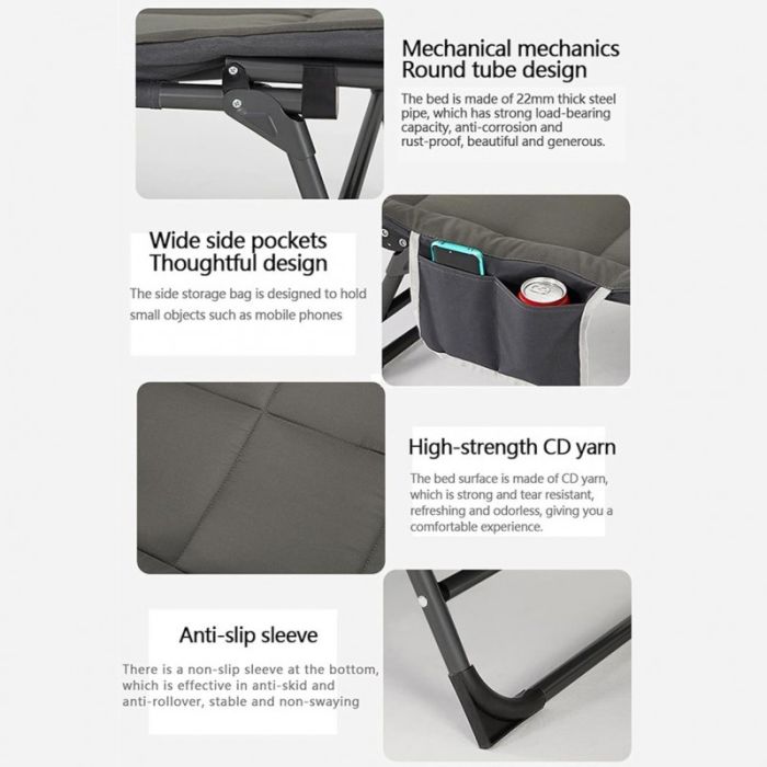 Туристичне ліжко складне Ecarla AR06SZ 200 x 64 см Графітовий