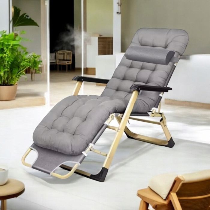 Садовий шезлонг тканинний + матрац IdealGarden CT-SF02-LG-Y Сірий