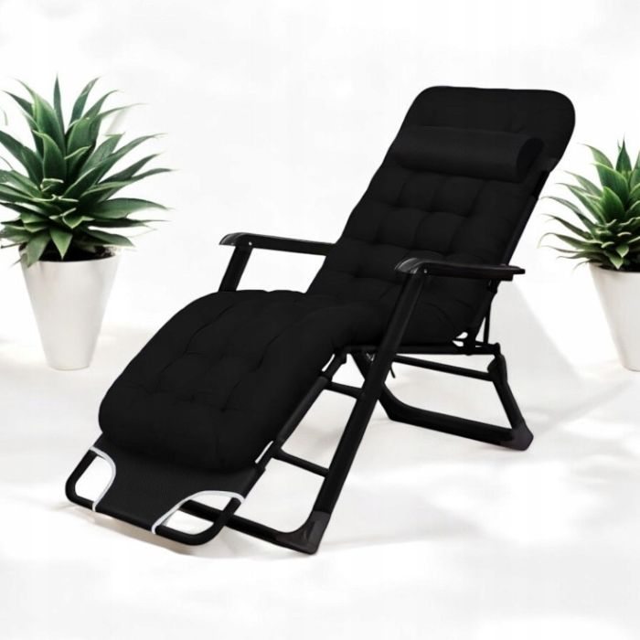 Садовий шезлонг тканинний + матрац IdealGarden CT-SF02-BK-B Чорний