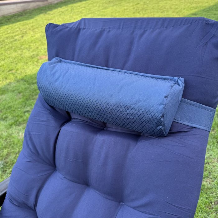 Садовий шезлонг тканинний + матрац IdealGarden CT-SF02-2408 Чорно-синій