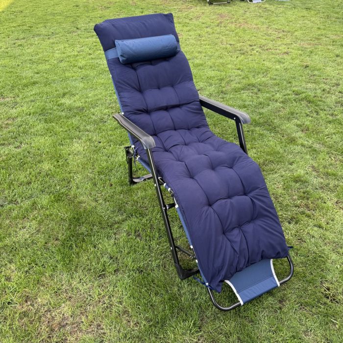 Садовий шезлонг тканинний + матрац IdealGarden CT-SF02-2408 Чорно-синій