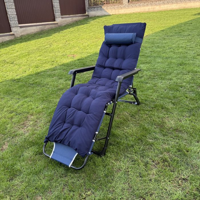 Садовий шезлонг тканинний + матрац IdealGarden CT-SF02-2408 Чорно-синій