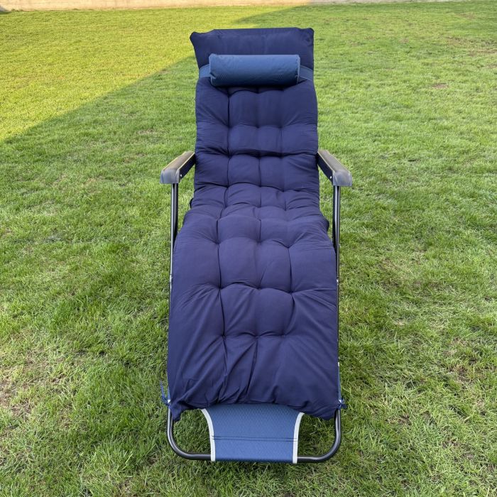 Садовый шезлонг тканевый + матрас IdealGarden CT-SF02-2408 Черно-синий