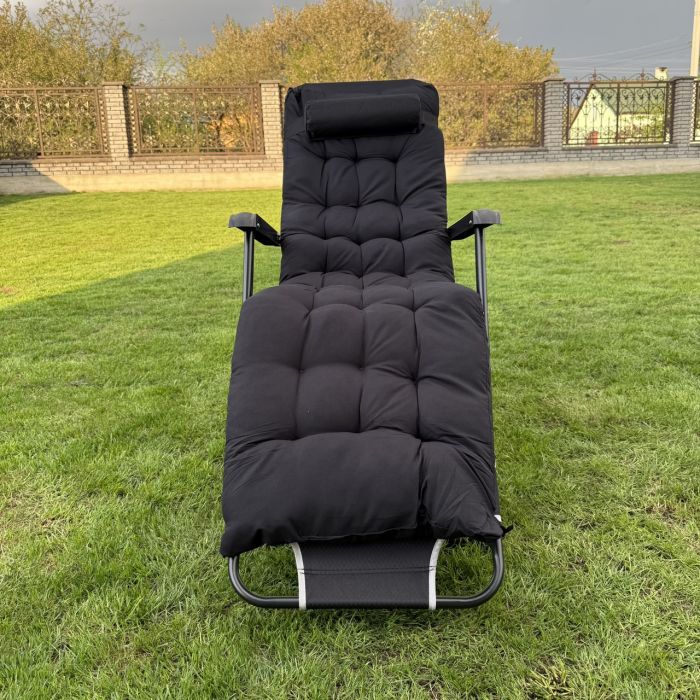 Садовий шезлонг тканинний + матрац IdealGarden CT-SF02-2406 Чорний