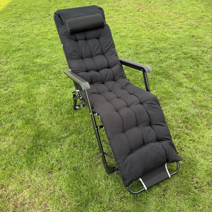 Садовый шезлонг тканевый + матрас IdealGarden CT-SF02-2406 Черный